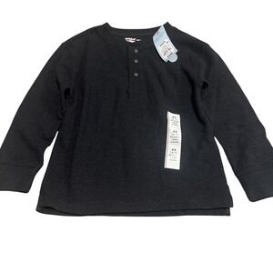 Cat Jack Kids Boys Gray Textured Long Sleeve Henley Shirt Size XS 4/5 Base Layer